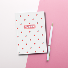 Load image into Gallery viewer, White Strawberry Hardback Notebook