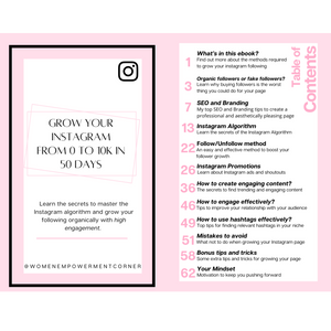Grow Your Instagram From 0 to 10K In 50 Days Ebook (Digital Download)